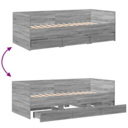 Berkfield Daybed With Drawers Without Mattress Grey Sonoma 90X190 Cm Single - thumbnail 8