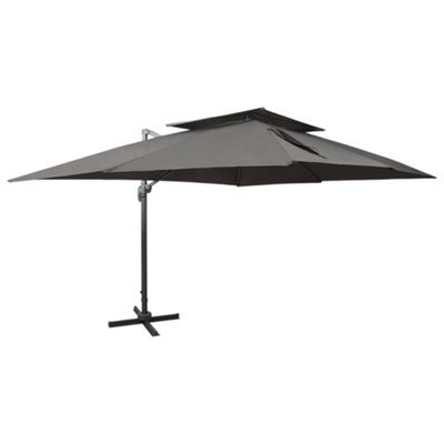 Walplus Cantilever Garden Parasol With Double Top Anthracite 400X300 Cm - image 1