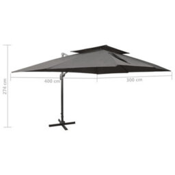Walplus Cantilever Garden Parasol With Double Top Anthracite 400X300 Cm - thumbnail 9