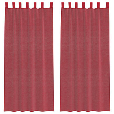 Berkfield Durable Voile Curtains With Loops 2 Pcs Wine Red 140X245 Cm - image 1