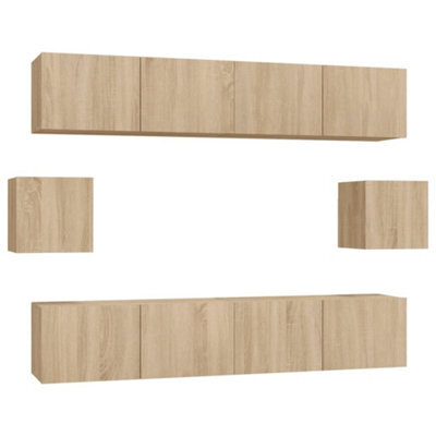 Berkfield Classic 6 Piece Tv Cabinet Set Sonoma Oak Engineered Wood - image 1
