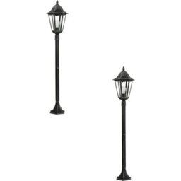 2 Pack Modern Ip44 Outdoor Bollard Lights In Black And Silver - 1200mm 60W E27 Post Lanterns - thumbnail 1