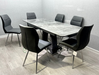 Stratus Interiors Zermatt Extendable Dining Table Grey Ceramic 160 - 200 Cm With 6 Zermatt Chairs - image 1