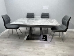 Stratus Interiors Zermatt Extendable Dining Table Grey Ceramic 160 - 200 Cm With 6 Zermatt Chairs - thumbnail 3