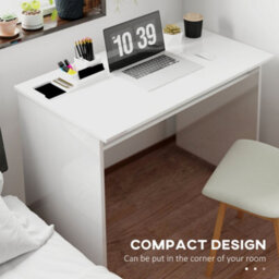 Selu 90Cm High Gloss White Compact Study Desk With Under-Desk Shelf - Wyld Haus - thumbnail 7