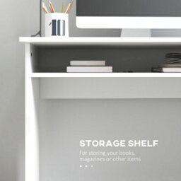 Selu 90Cm High Gloss White Compact Study Desk With Under-Desk Shelf - Wyld Haus - thumbnail 5