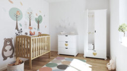 VICULII Waffi Space Saver Cot Natural With Mattress