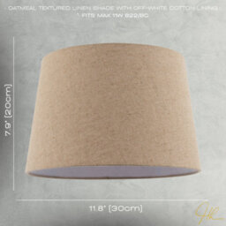 Happy Homewares Natural Oatmeal Textured Linen Fabric Lamp Shade With Cotton Lining - thumbnail 7