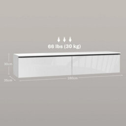 Wall Mounted Tv Stand Unit With Storage And High Gloss Effect, White - thumbnail 3