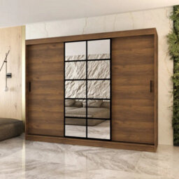 Arten Orlando Oak Walnut 250Cm Mirrored Triple Sliding Wardrobe For Rich Bedroom Storage