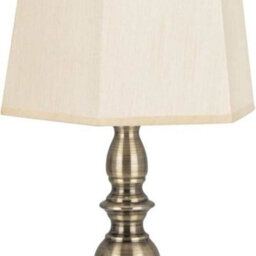 Biznest Binzest Harvard Lamp Antique Style Gold Base & Cream Satin Effect Lampshade