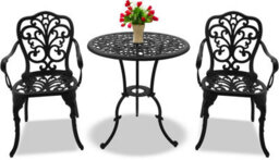 Centurion Supports Bangui Black Garden And Patio Table And 2 Chairs Cast Aluminium Bistro Set - thumbnail 1