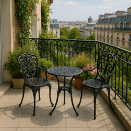 Centurion Supports Bangui Black Garden And Patio Table And 2 Chairs Cast Aluminium Bistro Set - thumbnail 8