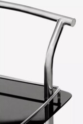 Orsina Tempered Glass Black Serving Trolley, 2-Tier Kitchen Storage Trolley, Modern Kitchen Trolley On Wheels - thumbnail 3
