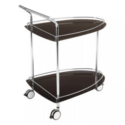 Orsina Tempered Glass Black Serving Trolley, 2-Tier Kitchen Storage Trolley, Modern Kitchen Trolley On Wheels - thumbnail 2