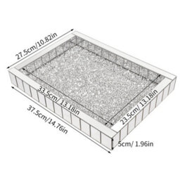 Fativo L37.5 X W27.5 X H5Cm Crushed Diamond Mirrored Jewellery & Perfume Organiser Tray - For Bathroom & Bedroom - thumbnail 2