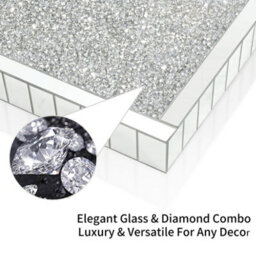 Fativo L37.5 X W27.5 X H5Cm Crushed Diamond Mirrored Jewellery & Perfume Organiser Tray - For Bathroom & Bedroom - thumbnail 6