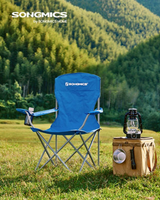 LEDREM Set Of 2 Folding Camping Chairs, Comfortable, Heavy Duty Structure, Outdoor Chair With Cup Holder, Blue - image 1