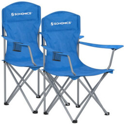 LEDREM Set Of 2 Folding Camping Chairs, Comfortable, Heavy Duty Structure, Outdoor Chair With Cup Holder, Blue - thumbnail 2
