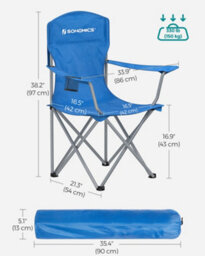 LEDREM Set Of 2 Folding Camping Chairs, Comfortable, Heavy Duty Structure, Outdoor Chair With Cup Holder, Blue - thumbnail 7