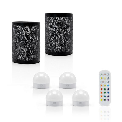 Auraglow Omniance Seraphine Rechargeable Wireless Table Lamp With Remote - Black - 2 Lamps, 4 Light Sources, 1 Remote - image 1