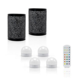 Auraglow Omniance Seraphine Rechargeable Wireless Table Lamp With Remote - Black - 2 Lamps, 4 Light Sources, 1 Remote - thumbnail 1