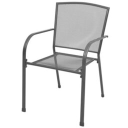 Berkfield Stackable Garden Chair Set 7 Pcs Anthracite Powder-Coated Steel - thumbnail 5