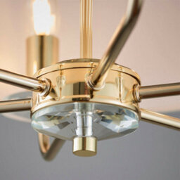6 Bulb Ceiling Pendant Lamp & 2X Matching Twin Wall Light Modern Brass Plate - thumbnail 3