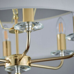 6 Bulb Ceiling Pendant Lamp & 2X Matching Twin Wall Light Modern Brass Plate - thumbnail 4