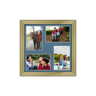 AK Frames 12X12 Gold Classic Multi Photo Frame With Pompadour Mount - Holds 4 Apertures (4X) 6X4 Photos - image 1