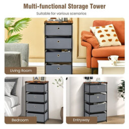 Gainoom 4 Drawer Fabric Dresser Storage Grey 4-Tier Organizer Tower Dresser W/ Drawers - thumbnail 8