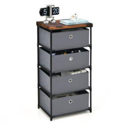 Gainoom 4 Drawer Fabric Dresser Storage Grey 4-Tier Organizer Tower Dresser W/ Drawers - thumbnail 9