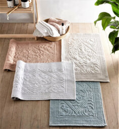 Allure Bath Fashions Country House Jacquard Cotton Bath Mat - White - thumbnail 3