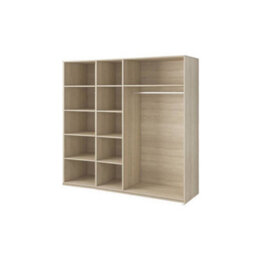 Arte Stylish Bari Mirrored Hinged Door Wardrobe W2000mm H1960mm D580mm - Oak San Remo & Black Finish - thumbnail 2