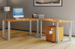 Vcm Desk Lona Silver / Beech H. 76 X W. 190 X D. 190 Cm - thumbnail 2