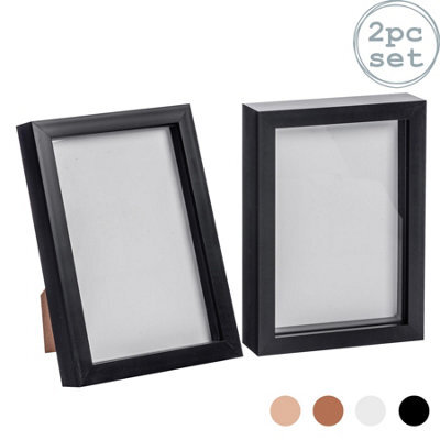 "Nicola Spring A5 (6 X 8"") Photo Frames - Black - 3D Photo Frame Picture Frame Box Portrait Display Case (23.5 X 17Cm) Set Of 2" - image 1
