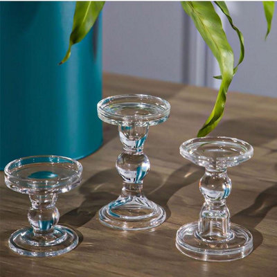 Glass Candle Holders - Clear (Small) - Set Of 2 - image 1