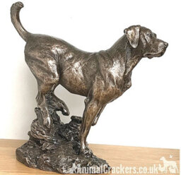Animal Crackers Large Labrador On Rocks Dog Figurine In Solid Cold Cast Bronze Designed By David Geenty - thumbnail 4