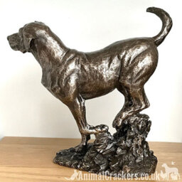 Animal Crackers Large Labrador On Rocks Dog Figurine In Solid Cold Cast Bronze Designed By David Geenty - thumbnail 2