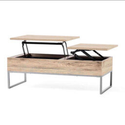 FWSTYLE Lift Up Storage Coffee Table Light Oak Metal Frame Furniture - thumbnail 3