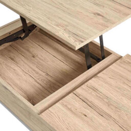 FWSTYLE Lift Up Storage Coffee Table Light Oak Metal Frame Furniture - thumbnail 4