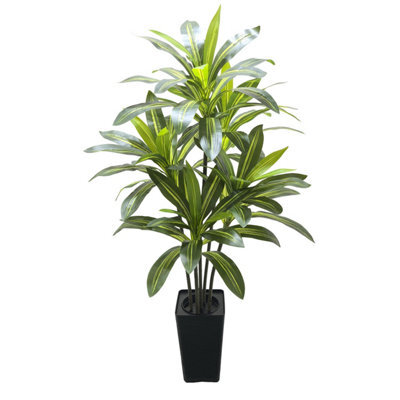 London Boutique 150 Cm Artificial Dracaena Tree, Tall Artificial Plant Indoor, White Planter, Fake Floor Plant For Home Office - image 1