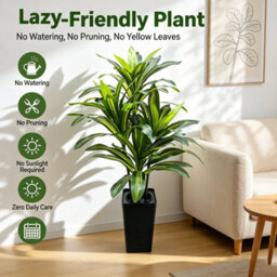 London Boutique 150 Cm Artificial Dracaena Tree, Tall Artificial Plant Indoor, White Planter, Fake Floor Plant For Home Office - thumbnail 5