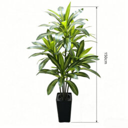 London Boutique 150 Cm Artificial Dracaena Tree, Tall Artificial Plant Indoor, White Planter, Fake Floor Plant For Home Office - thumbnail 2