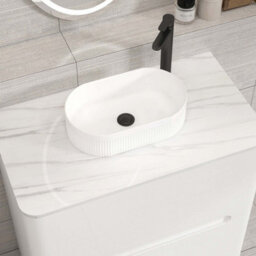 Royal Bathrooms Venice 800mm Gloss White Freestanding Bathroom Countertop Vanity Unit 2 Drawer With Lyon Basin - thumbnail 6