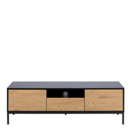 Furniture To Go Seaford Tv Unit 2 Doors 1 Drawer In Black & Oak - thumbnail 2