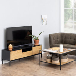 Furniture To Go Seaford Tv Unit 2 Doors 1 Drawer In Black & Oak - thumbnail 5