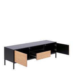 Furniture To Go Seaford Tv Unit 2 Doors 1 Drawer In Black & Oak - thumbnail 4