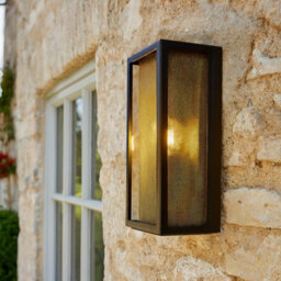 CGC Lighting Cgc Silas Modern Black And Brass Outdoor Box Lantern Wall Light