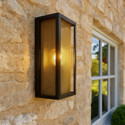 CGC Lighting Cgc Silas Modern Black And Brass Outdoor Box Lantern Wall Light - thumbnail 2